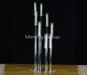 50 Polegada candelabros de cristal alto candelabros peças centrais do casamento acrílico claro castiçal decorativo 8 braço castiçal9102016