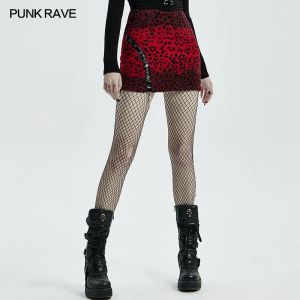 Elbiseler Punk Rave Kadınlar Punk Leopar Baskı Camo Sıcak Kız Etek Moda Günlük İnce Fit Polar PU Deri Kolaj Seksi Yüksek Bel Etek