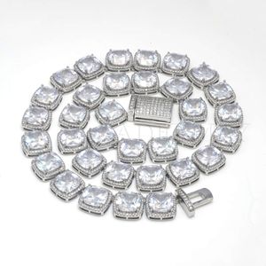 Halo D ile Sterling Sier VVS Moissanite Zinciri 14mm Geniş Hip Hop Tenis Kolye