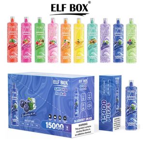 Elf Box SHISHA Narghilè 15000 Puffs 15k Vape usa e getta SHI SHA Kiwi Passion Fruit 26ml Pod preriempito Big Vapor Kit Controllo del flusso d'aria