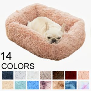 Quadrado gatos casa cama para gatos cão esteira quente sono gato ninho almofada cão filhote de cachorro sofá para cães cesta de pelúcia acessórios para animais de estimação inverno 240226