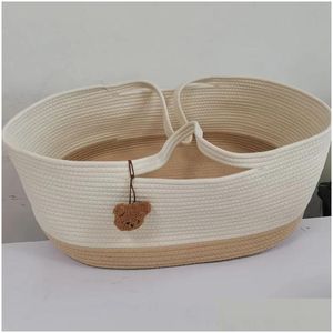 Cama Trilhos Bebê Mudando Cesta Corda De Algodão Com Almofada De Espuma Orgânica Berço Er Completa Forros De Mat À Prova D 'Água 230601 Drop Delivery Dhnmz