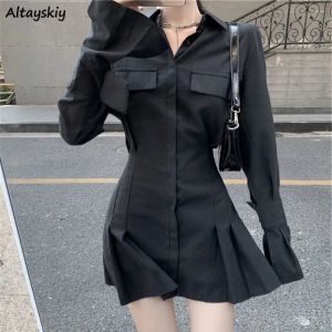 Dress Long Sleeve Dress for Women Fit Mini Elegant Solid High Waist New Stylish Fashion Vestidos Casual Sexy Retro Aesthetic Ladies