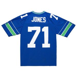 Costurado Futebol Jersey 71 Walter Jones 1999 Malha Verde Retro Rugby Jerseys Homens Mulheres Juventude S-6XL