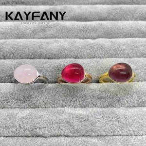 Bandringar 12.7x10.7mm Classic Brand Waterdrop Style Ring Natural Pink Crystal Rings Women Wedding Party Can Fashion Jewelry Gift L240305