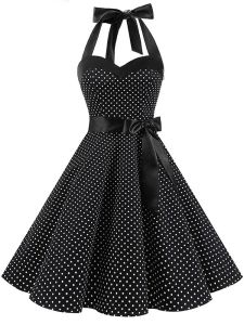 Abito Vintage Dress Donna 2024 Estate Sexy Polka Dot Stampa Halter Abiti da festa Abiti Robe Pin Up Rockabilly Y2K Abito al ginocchio