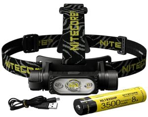 Lâmpadas de cabeça recarregáveis ​​NITECORE HC65 V2 1200 Lumens 180 ° Ângulo ajustável Lanterna de farol USBC com 3400mAh 18650 Bateria6087570