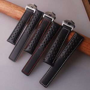 19 20 22mm İnek Deri İz Bant Etiket Heuer Carrera Serisi Men Band Watch Strap Wrist Bileklik Aksesuarları Katlanır Buckle300Y