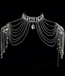 Çarpıcı kristal rhinestone püskül şaw ceket gerçek görüntü gümüş gelin sargıları bolero gelinlik dekorasyon mücevher aksesuarı w7223876