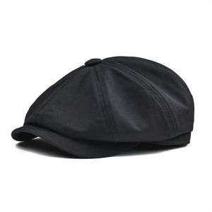 Sboy Hüte BOTVELA Cap Herren Twill Baumwolle Acht Panel Hut Damen Baker Boy Caps Retro Big Large Male Boina Schwarze Baskenmütze 02592