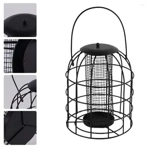Other Bird Supplies 1PC Iron Cage Feeder Black Hanging Birds With Mesh Grid Tube Pet Food For Home Store (Black)