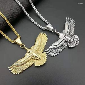 Pendants Trendy Eagle Pendant Silver 925 Men Necklace Retro Punk Style Flying Choker Male Party Accessories Boyfriend Gift