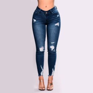 Pants Ladies Butt Lifting Skinny Jeans High midja stretchig nödställda Slimming Denim Pants förstörda rippade byxor