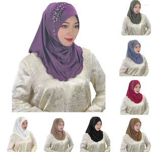 Abbigliamento etnico Malesia Foulard Fiocco Frange Diamanti Donna Perline Cappello Sciarpa Un pezzo Amira Avvolgimento istantaneo Indossare pronto