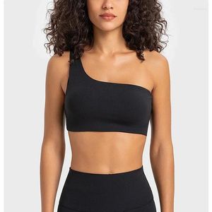 Yoga-Outfit LUlogo Damen-Sport-BH, Fitnessstudio, Fitness, Sportweste, einzelner Schultergurt, gerippte Unterwäsche, Outdoor-Training, Tank-Top, Sportbekleidung