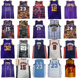 Retro Michael Costurado Basquete Bryant Jersey James Iverson Bird Carter Pippen Rodman McGrady Garnett Malone Williams Bibby Stockton Kemp Payton Barkley Ewing