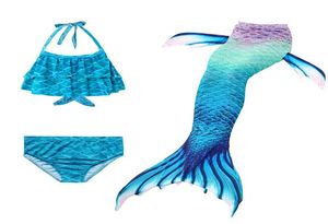 Dzieci Syrenka do pływania Suit 3PCS Syrenka Ogony Swimble Swimsuid Mermaid Costume Ubrania stroje kąpielowe