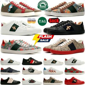 Designer Italien Luxury Sneakers Platform Low Men Women Shoes Casual Dress Trainers Tiger broderade Ace Bee White Green Red 1977S Stripes All Shoe Walking Sneaker