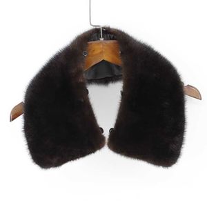 Shzq 100% Genuine Real Mink Fur Collar Men Winter Coat Scarf Accessory Women Jacket Fur Collar Black Coffee Chinese Retail Whole H264p