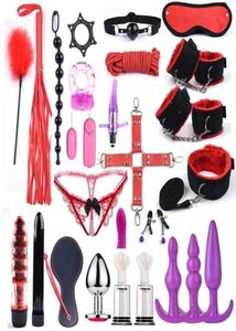 Sex Toy Massager Toys Women G Spot Dildo Vibratorn Cat Ear Mask 40cm Tail Butt Anal Plug Penis Cover Slave Games Handbojor för Sex3742213