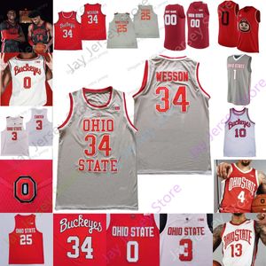 Maglia da basket Ohio State Buckeyes NCAA College Cedric Russell Jamari Wheeler Malaki Branham Kalen Etzler Harrison Hookfin Meechie Johnson Jr. Sotos