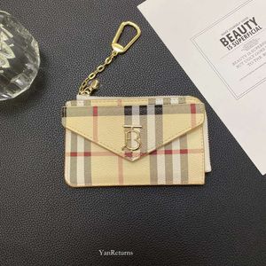 Fashion Ladies Designer Card Bag Keychain Double Coin Purse Checked Key Men's Driving Key Link Bag