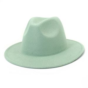 2021 Jazz Fedoras Hats for Women Men Dzieci Dzieci Solidny kolor wielki brzeg formalny sukienka ślubna kapelusz czarny zielony zielony klasyk C248L
