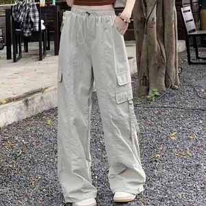 Womens Highwaisted Overalls Comfortable Casual Drawstring Leg Pants Show Thin Drop Feeling Movement Pantalones Slight Strech 240304