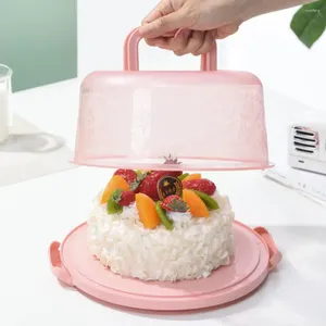 Тарелки, коробка для торта с крышкой, прозрачный портативный контейнер для хранения с 10 ручками для кексов, контейнер для тортов