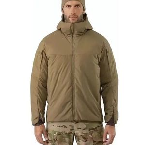 Outdoor Tactical Men Zimowe w dół Kurtka Lekka wodoodporna z kapturem Łuk ciepłowy w kolorze wiatrakowym wieloekuszowy kombinezon myśliwy liść zimno