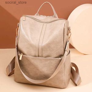 Diaper Bags Vintage Large Capacity Womens Backpack Fashion Leather School Bag Multifunction Feminina Travel Shoulder BagL240305