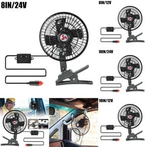 Nuovo Ventilatore montato su auto 12V 24V Tipo di morsetto portatile Ventole di raffreddamento oscillanti a velocità regolabile A basso rumore con clip per camion Off Roa J3o5