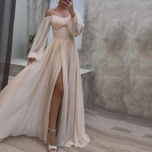 Klänning sexiga klänningar för kvinnor Autumn 2023 Bröllopsgäster mode långärmad av axelremmen fast elegant fest maxi klädkläder