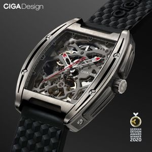 CIGA Design Z Series Titanium Case Automatic Mechanical Wristwatch Silicone Modiece مع حزام جلدي واحد لـ LJ20211F