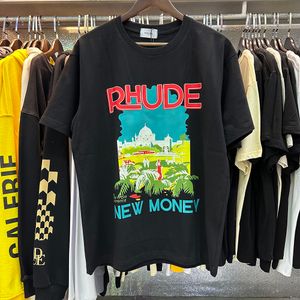 Rhude skjorta korta ärmar designer mens skjortor rhude shorts kvinnor svettbyxor höjd kvalitet skjorta kläder sommar lyx bomullsbrev tryckt toppar strandstil 15