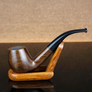 Bong in vetro inebrianti Narghilè/Pipa classica in legno di ebano piegato set di strumenti gratuiti Pipa da fumo con filtro da 9 mm Tabacco fatto a mano Miglior legno FT-508D