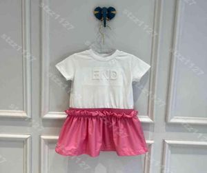 22SS Modna dziewczyna bawełniana sukienka koszule proste ubrania dziecięce dziecko solidne sukienki kolorowe designerskie spódnica 3D logo FDI Summer High1967184