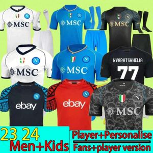 Maglia Naples 23/24 Napoli Soccer Jerseys 23 24 حارس المرمى أوسيمهين لوزانو أوليفرا Kvaratskhelia Men Kids Kits Football Shirt Zielinski Anguissa Player Jersey