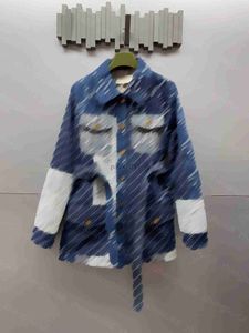 Women's Jackets designer clothing Tooling four-pocket matching jacquard denim coat High quality Women Clothes 240305