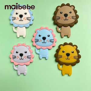 5st Silicone Teether Lion Cartoon Animal A Free Gyns Tinging Necklace Food Grade Spädbarn Tikbara leksaker Baby 240226