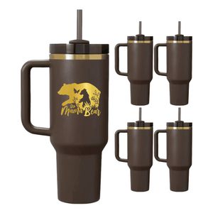 wholesale bulk stainless steel dark brown cocoa chocolate gold underneath powder coated quencher H2.0 30oz 40oz quencher tumbler for laser engraving,sold by case