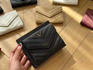 Short wallet with 8 colors Womens Wallet Caviar leather Brand Wallet Credit Card with Box short wallet Portable zero Black light coin purse Card Holder designerbags