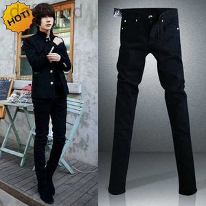 Men's Jeans Black Micro Elastic SKinny Men Teenagers Casual Pencil Pants Cotton Thin Boy Handsome Hip Hop trousers 28-34 240305