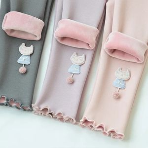 Girls Leggings Fleece Thin Velvet Spring Autumn Warm Baby Cotton Pants Childrens Pants Girls Winter Clothes 240226