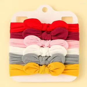 Hair Accessories 6Pcs/Set Ear Baby Headband Turban Solid Color Nylon Elastic Toddler Boy Girl Hairband Kids Twist Knot