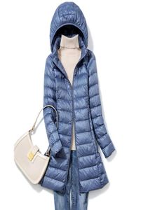 Women039s Giacche invernali lunghe da donna Capispalla Piumino d'anatra Ultraleggero Cappotto casual sottile Puffer Slim con cappuccio Parka Donna Port2259104