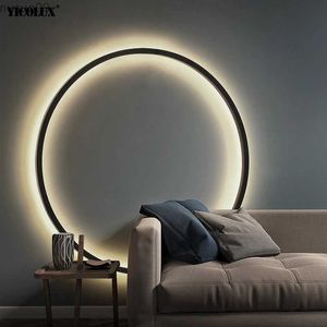 Vägglampa enkel cirkel bakgrundsdekorationslampor nya moderna led väggljus vardagsrum sovrummet sovrum gång korridor inomhusbelysning