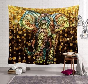 Etnisk indisk tapestry Thailand elefantvägg hängande boho dekor djurtryck tapestries tyg sängöverdrag modernt tältmatta2231046