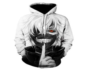 2021 nuova vendita Tokyo Ghoul 3D stampa con cappuccio Ken Kaneki bianca con cappuccio Japan Anime Cool felpe top giacca Q08142719687