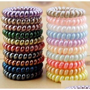 Haarschmuck Neue Frauen Scrunchy Mädchen Haarspule Gummibänder Krawatten Seil Ring Pferdeschwanzhalter Telefondraht Schnur Gummiband Armband F Dhmep